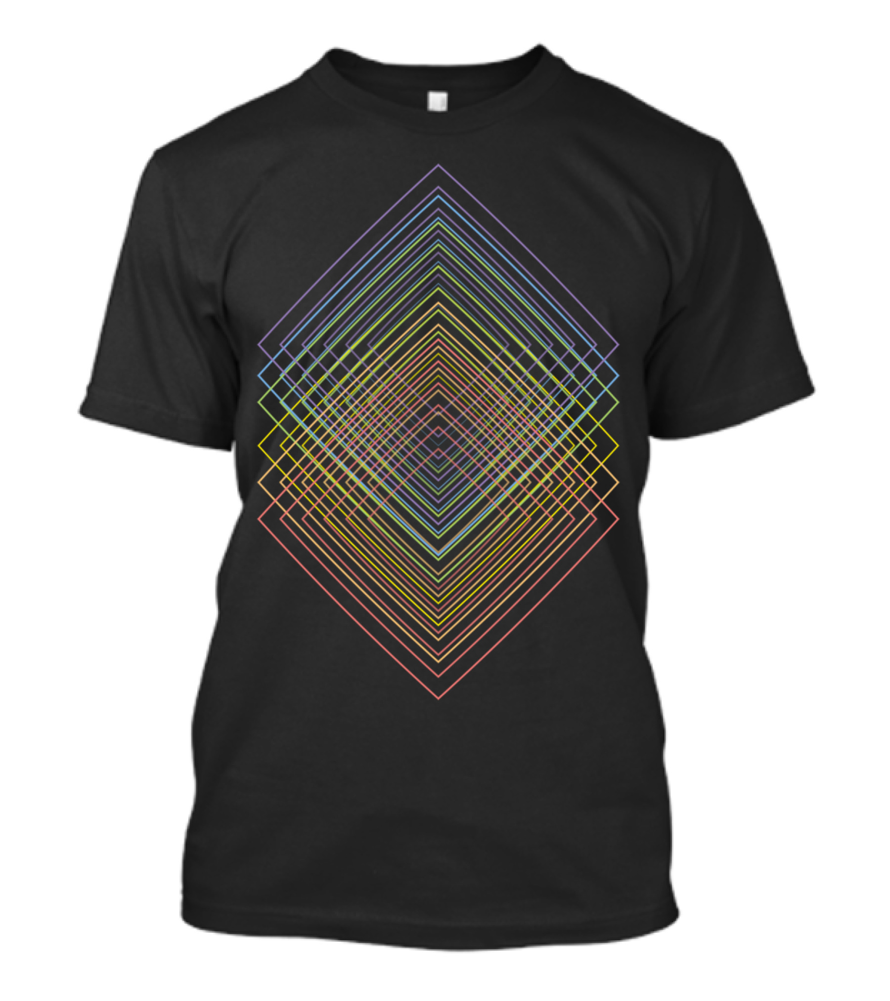 Geometric Echo Linear Colored Squares T-Shirt
