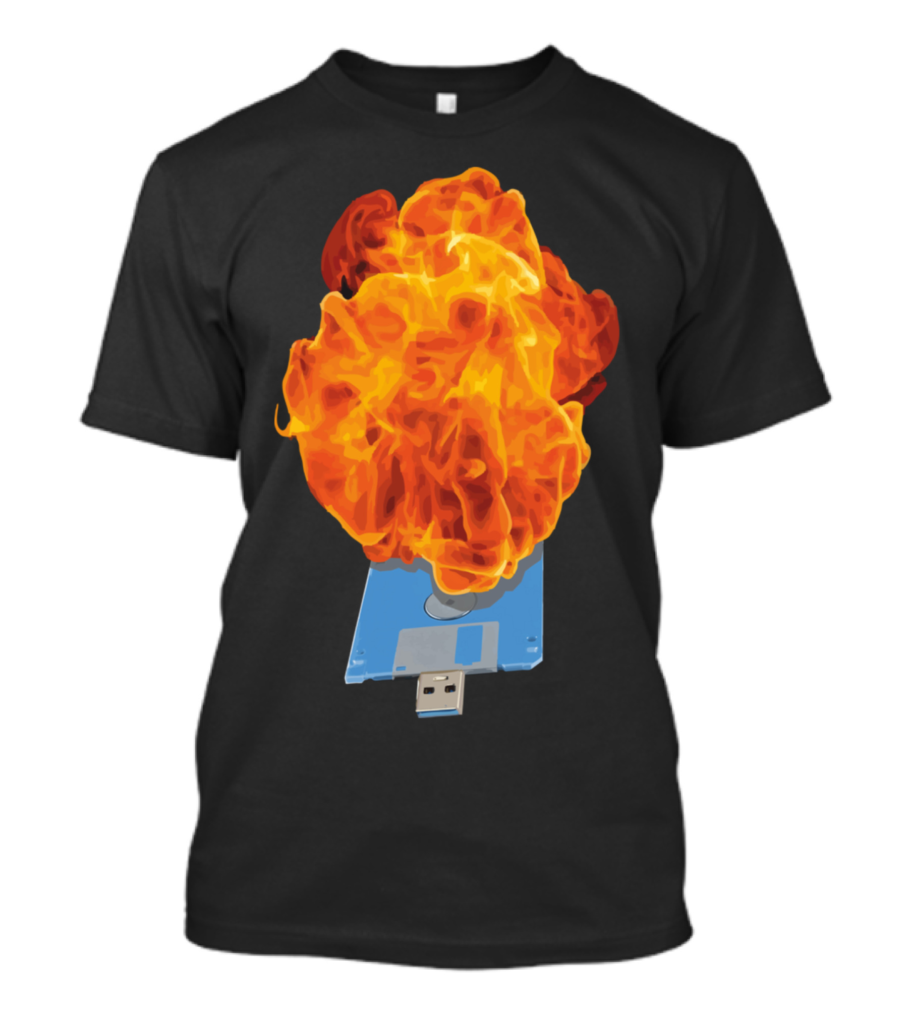 Flaming Diskette USB Fusion T-Shirt