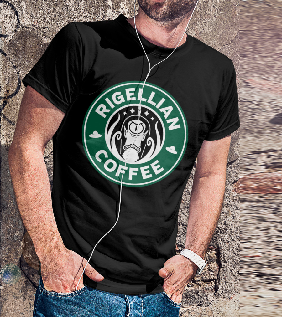 Rigellian Coffee Alien Cartoon T-Shirt