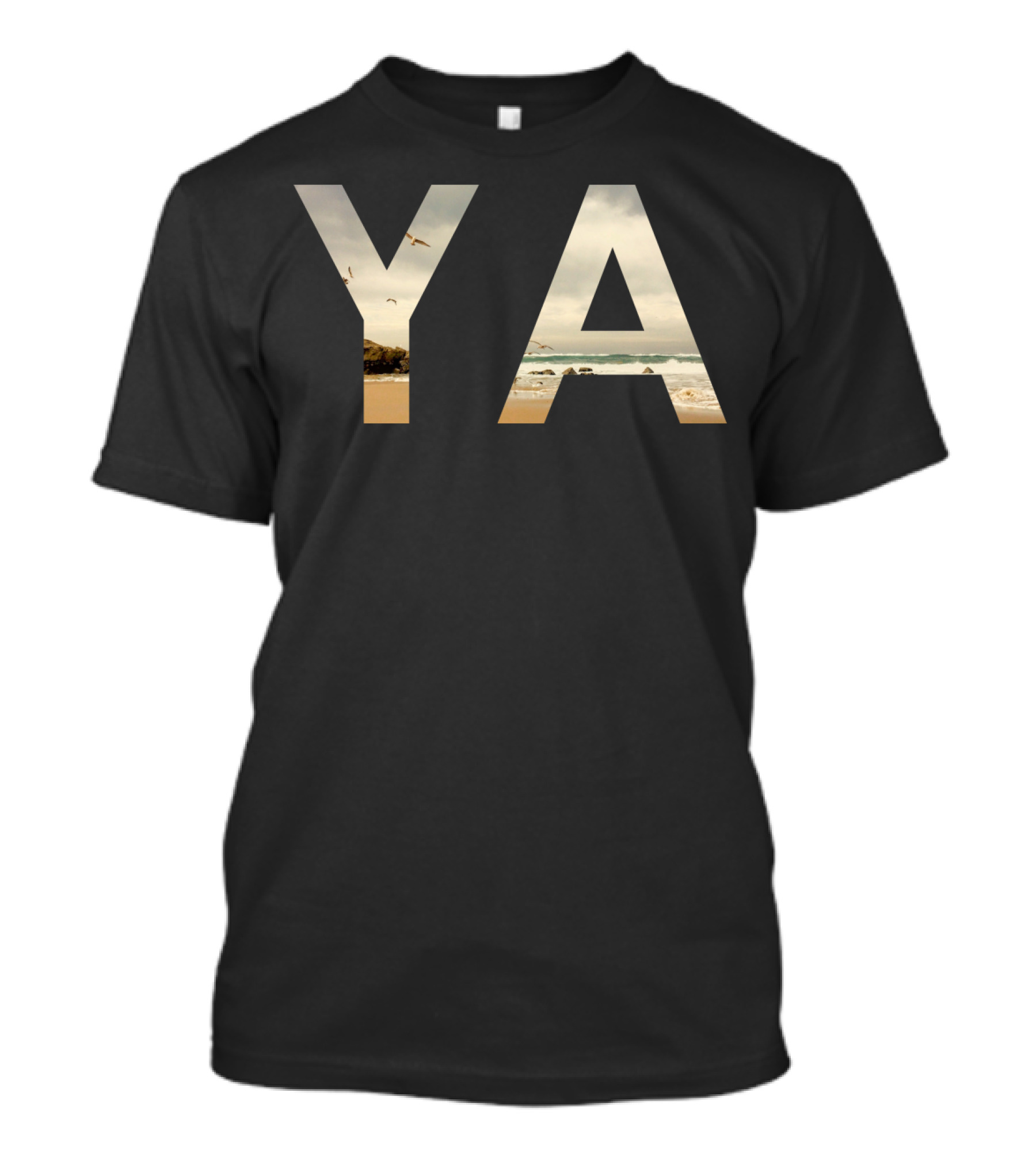 YA Beige Beach Scenery T-Shirt