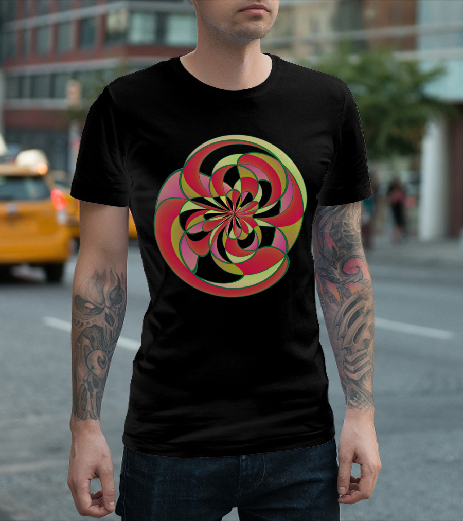 Geometric Distortion Abstract Spiral T-Shirt