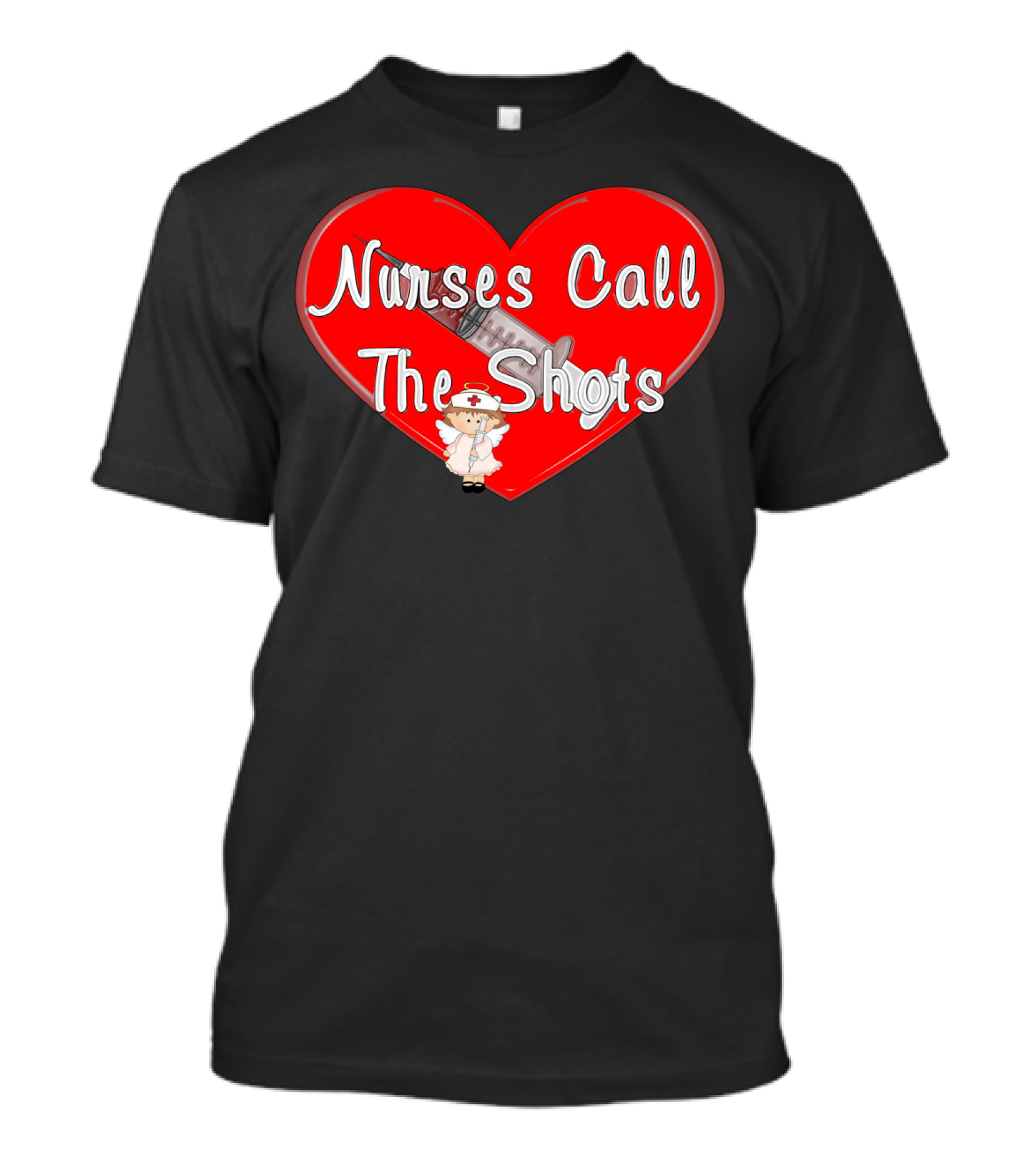 Nurses Call The Shots Heart Syringe Angel T-Shirt