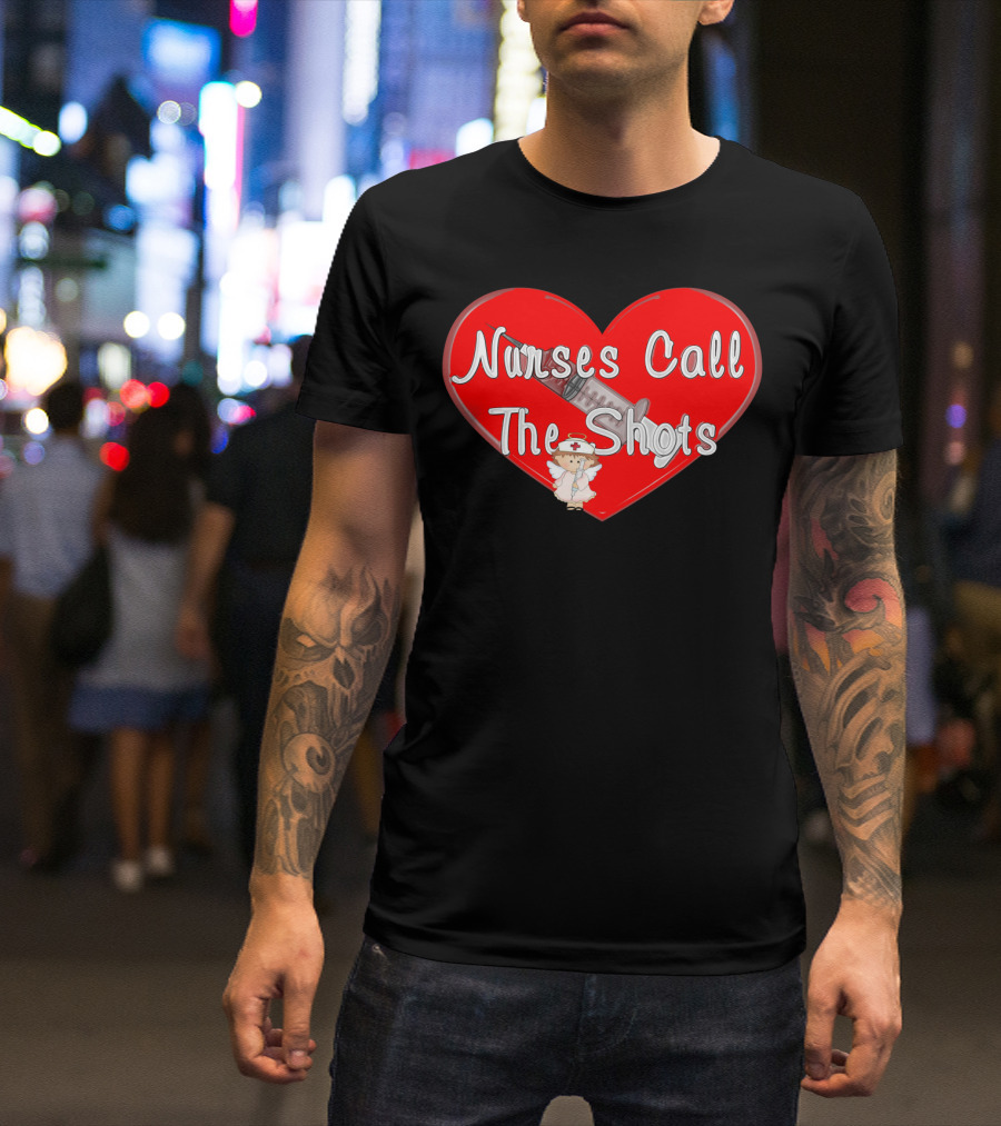 Nurses Call The Shots Heart Syringe Angel T-Shirt
