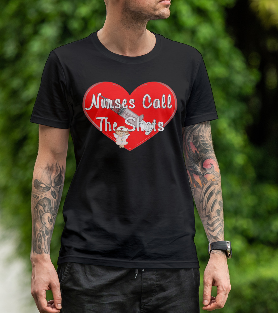 Nurses Call The Shots Heart Syringe Angel T-Shirt