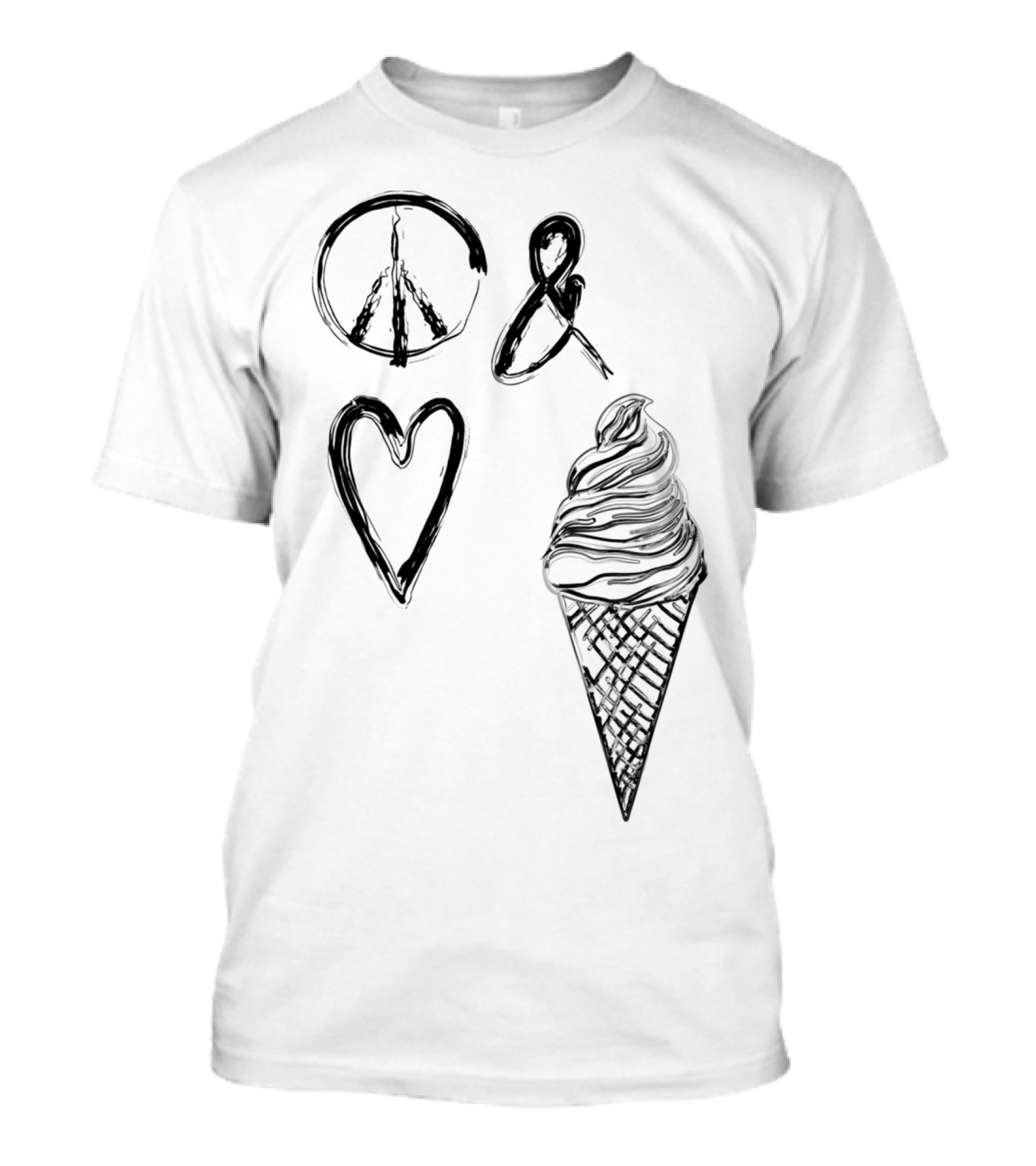 Peace Love And Ice Cream Icons T-Shirt