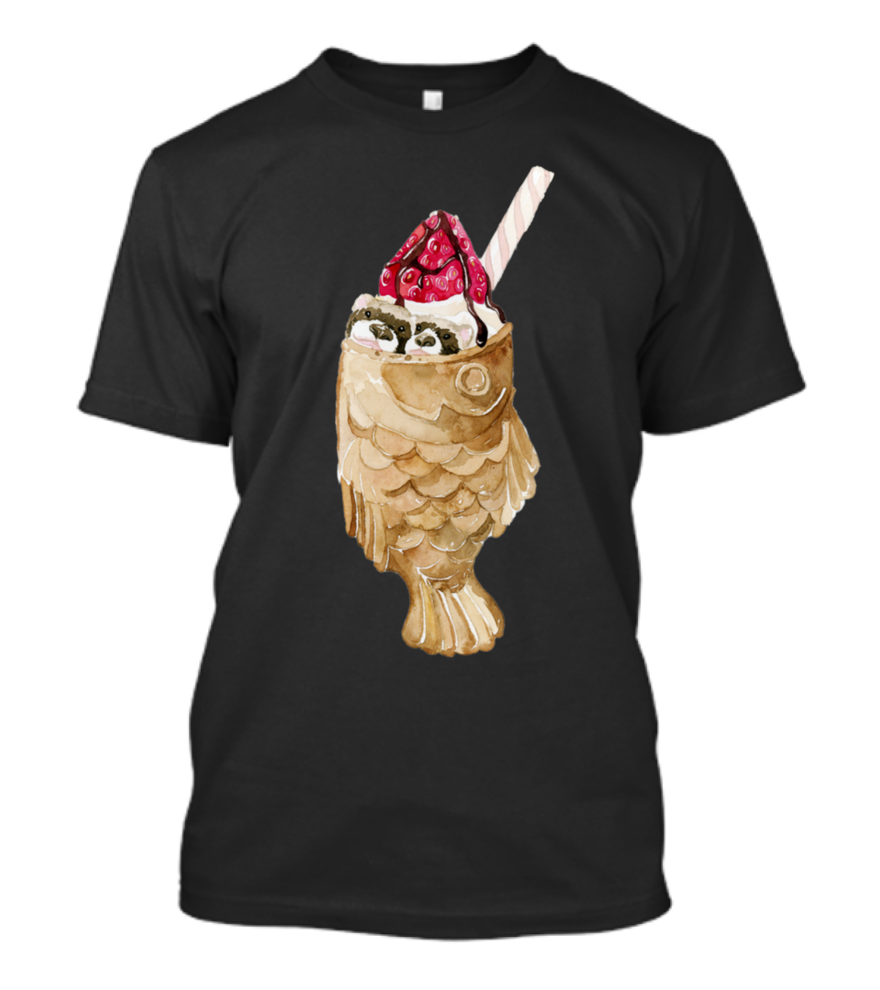 Ferret In Taiyaki Dessert With Strawberries By Pene T-Shirt