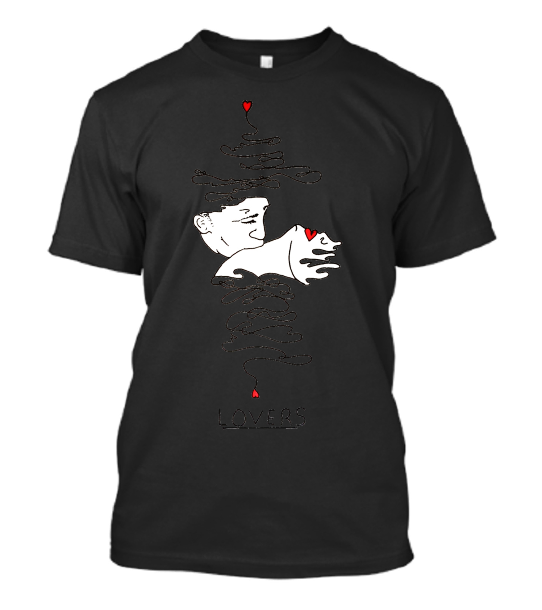 Lovers Illustration With Hearts And Embrace T-Shirt