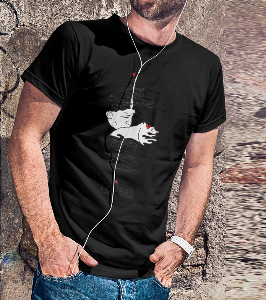 Lovers Illustration With Hearts And Embrace T-Shirt