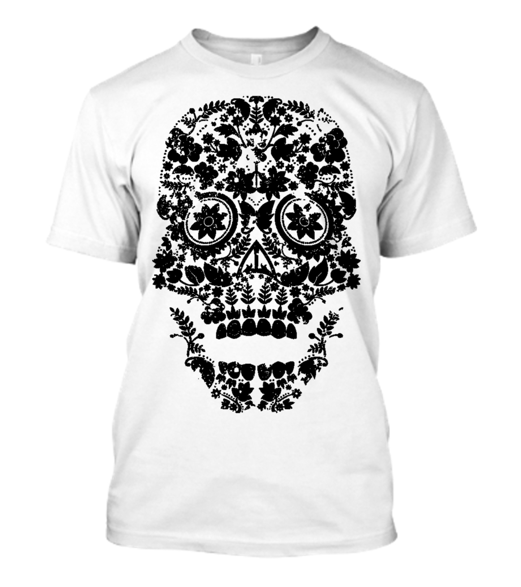 Distressed Floral Day Of The Dead Skull T-Shirt