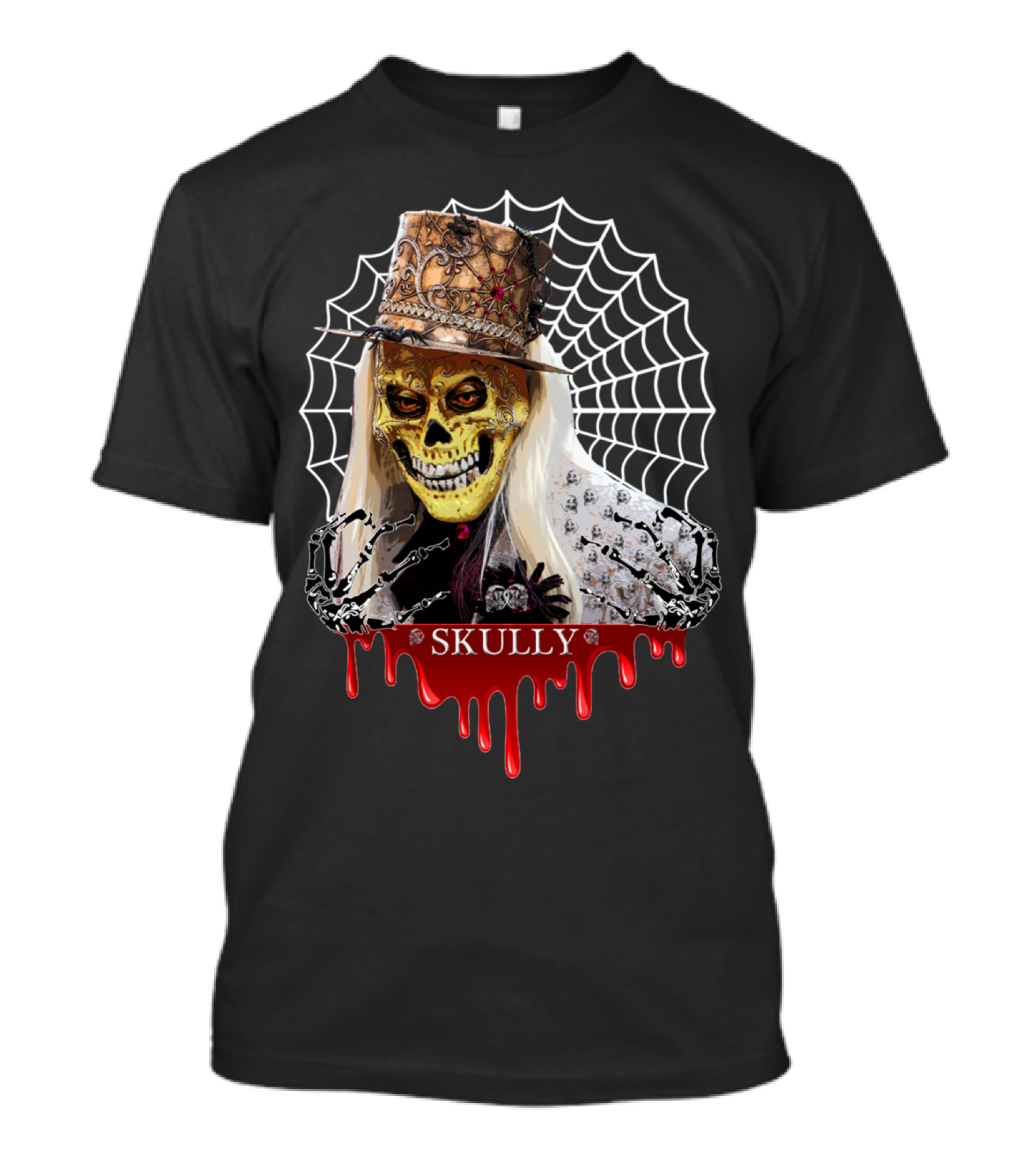 Skully Skeleton In Top Hat With Web And Chains T-Shirt
