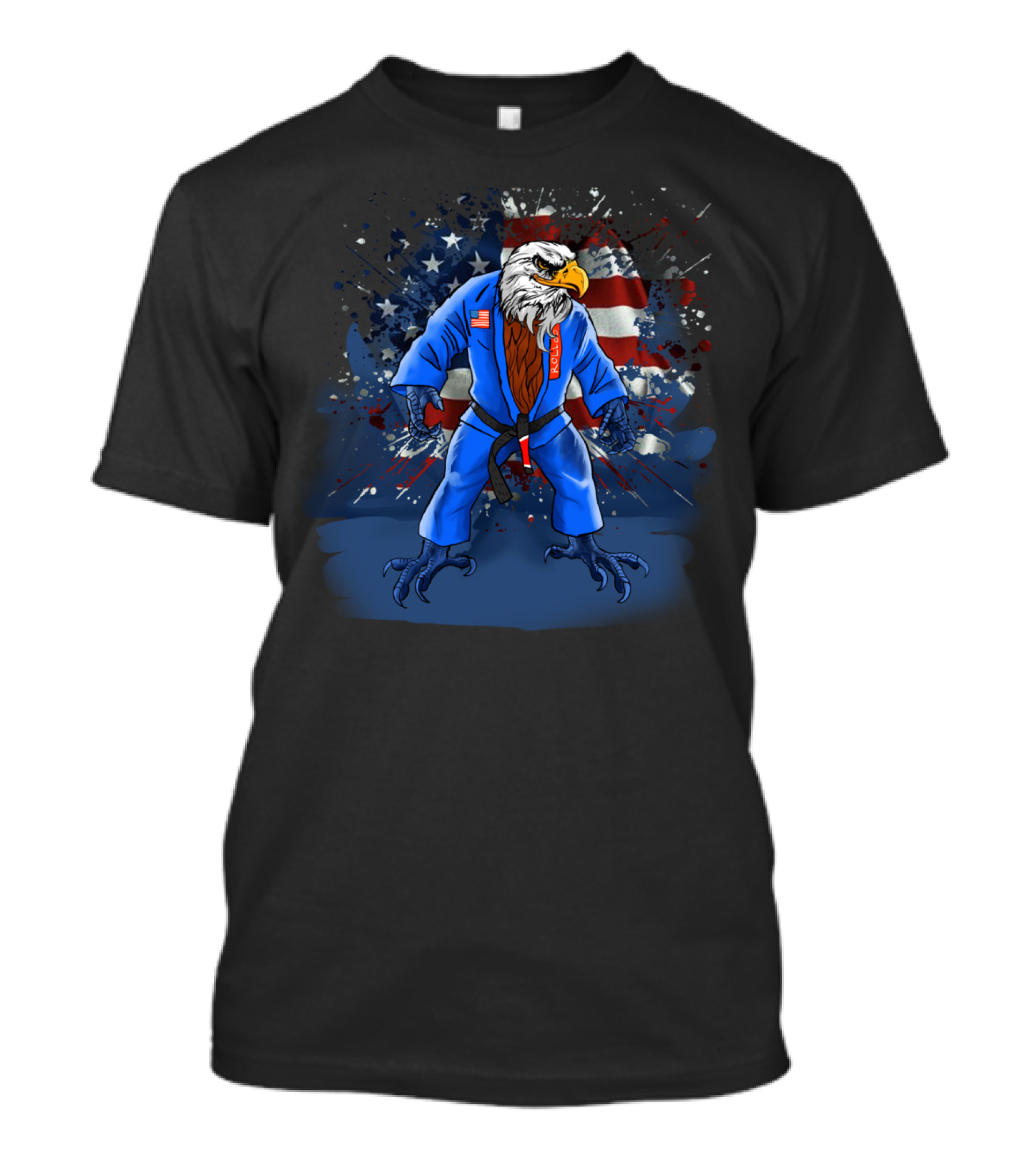 Brazilian Jiu Jitsu Human American Eagle Patriotic Gi USA Flag T-Shirt