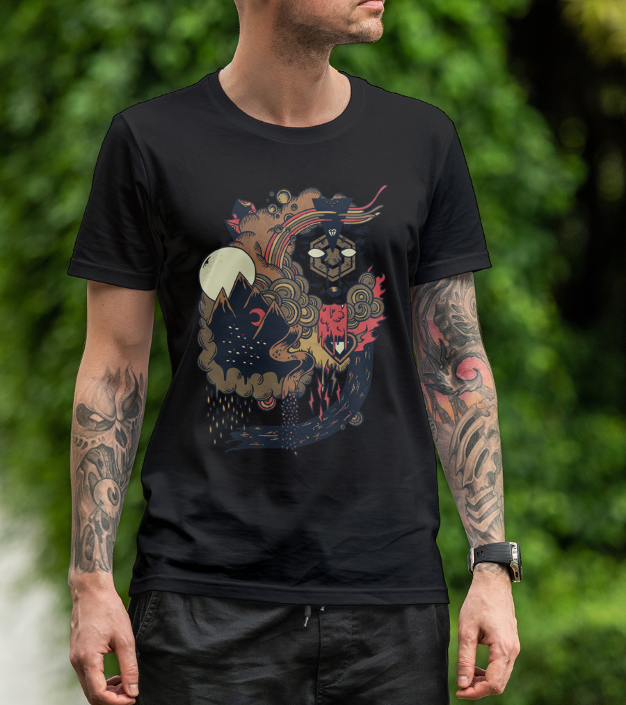 Leader Of The Pack Mystical Wolf With Mountains And Moon T-Shirt