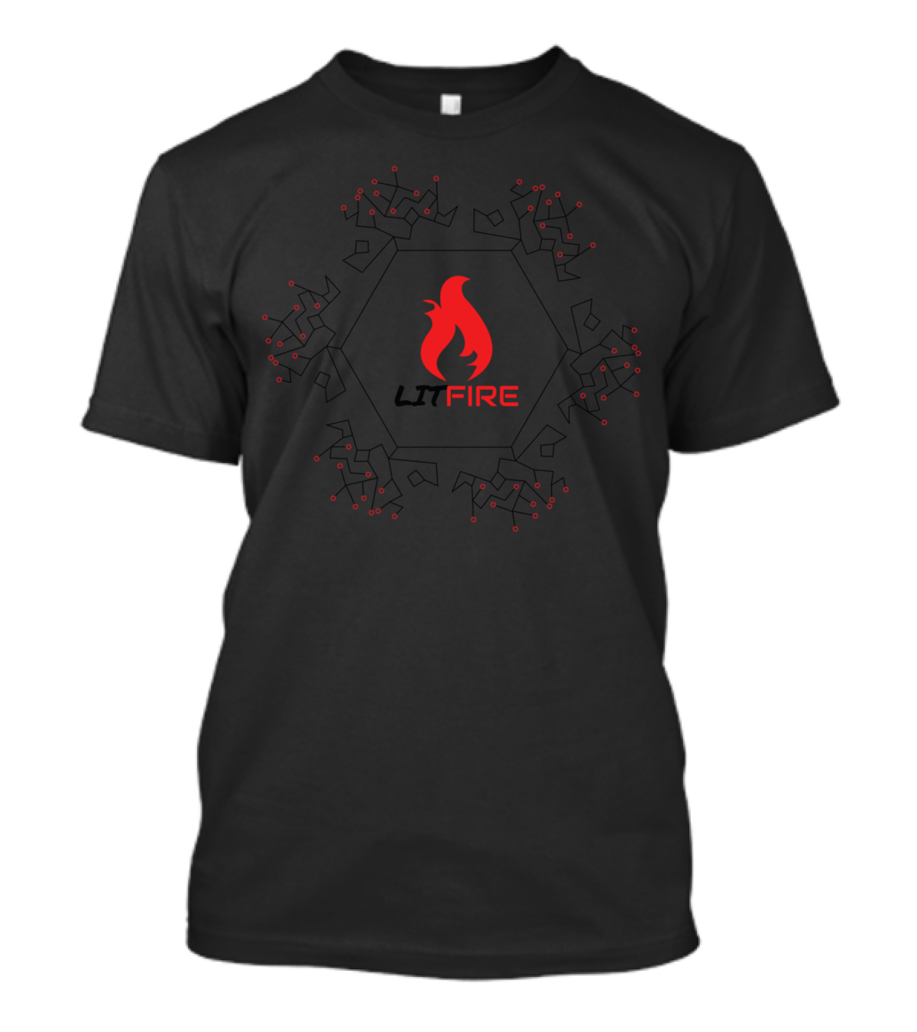 LIT FIRE Cable Circuit Flame Hexagon T-Shirt