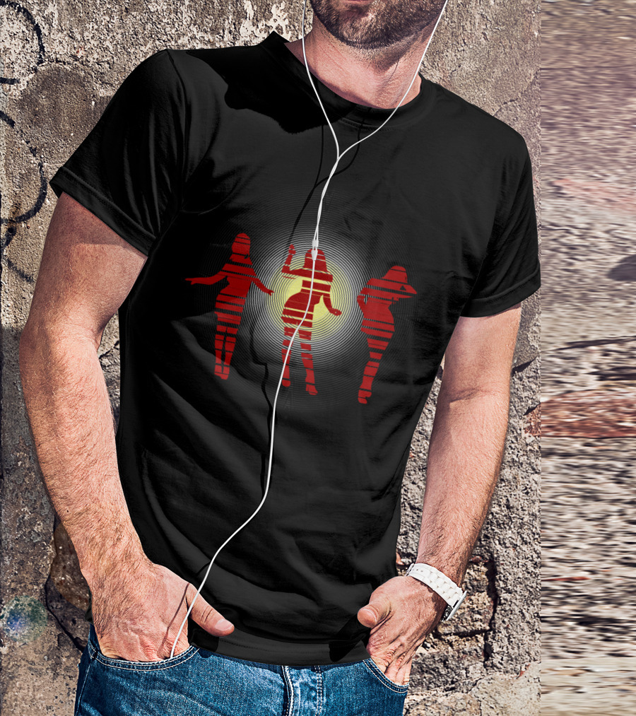 Groovy Beach Party Dancer Silhouettes And Radiant Sunshine T-Shirt