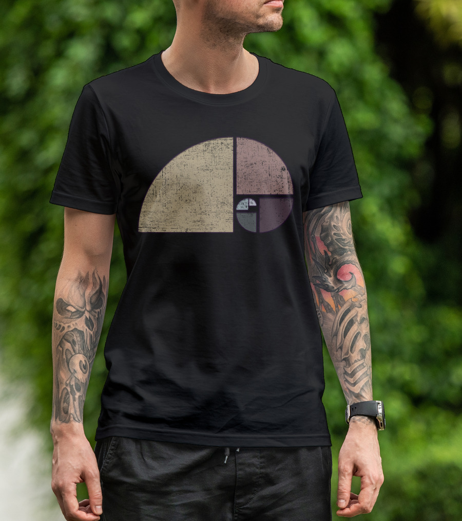 Distressed Vintage Fibonacci Spiral Geometric T-Shirt