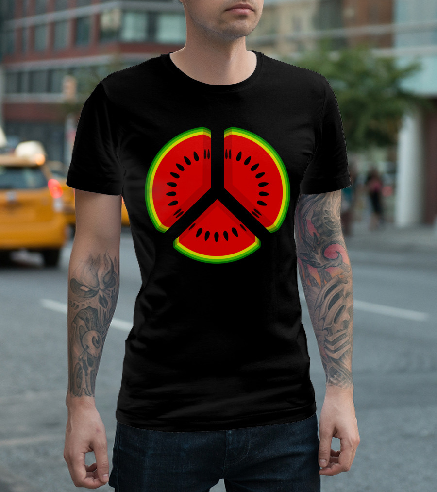 Peace Watermelon Symbol Juicy Slice T-Shirt