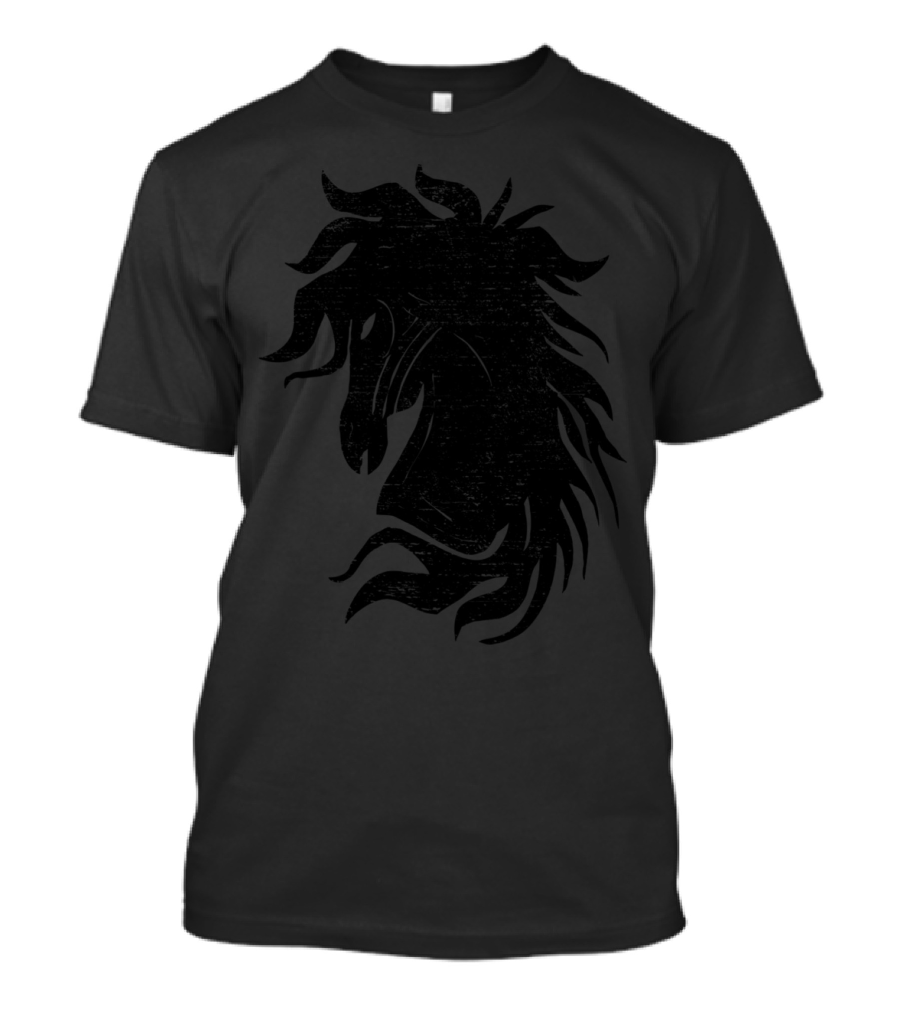 The Black Horse Silhouette With Flowing Mane T-Shirt