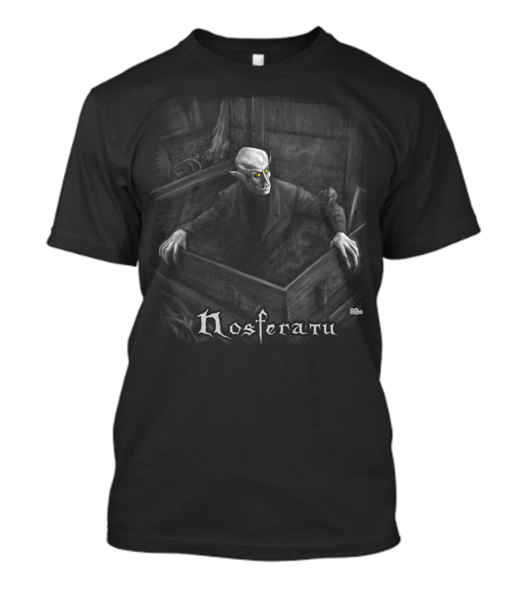 Nosferatu Dracula Vampire Emerging From Coffin T-Shirt