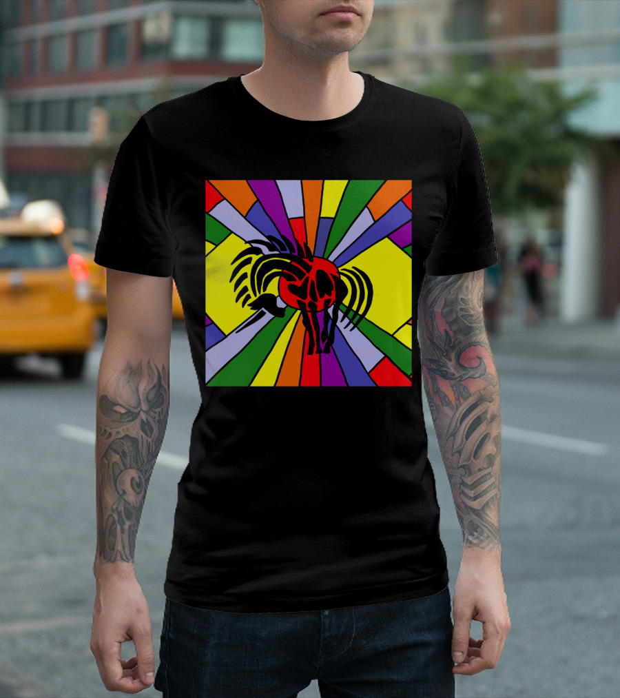 Artistic Unicorn With Rainbow Abstract Stained Glass T-Shirt