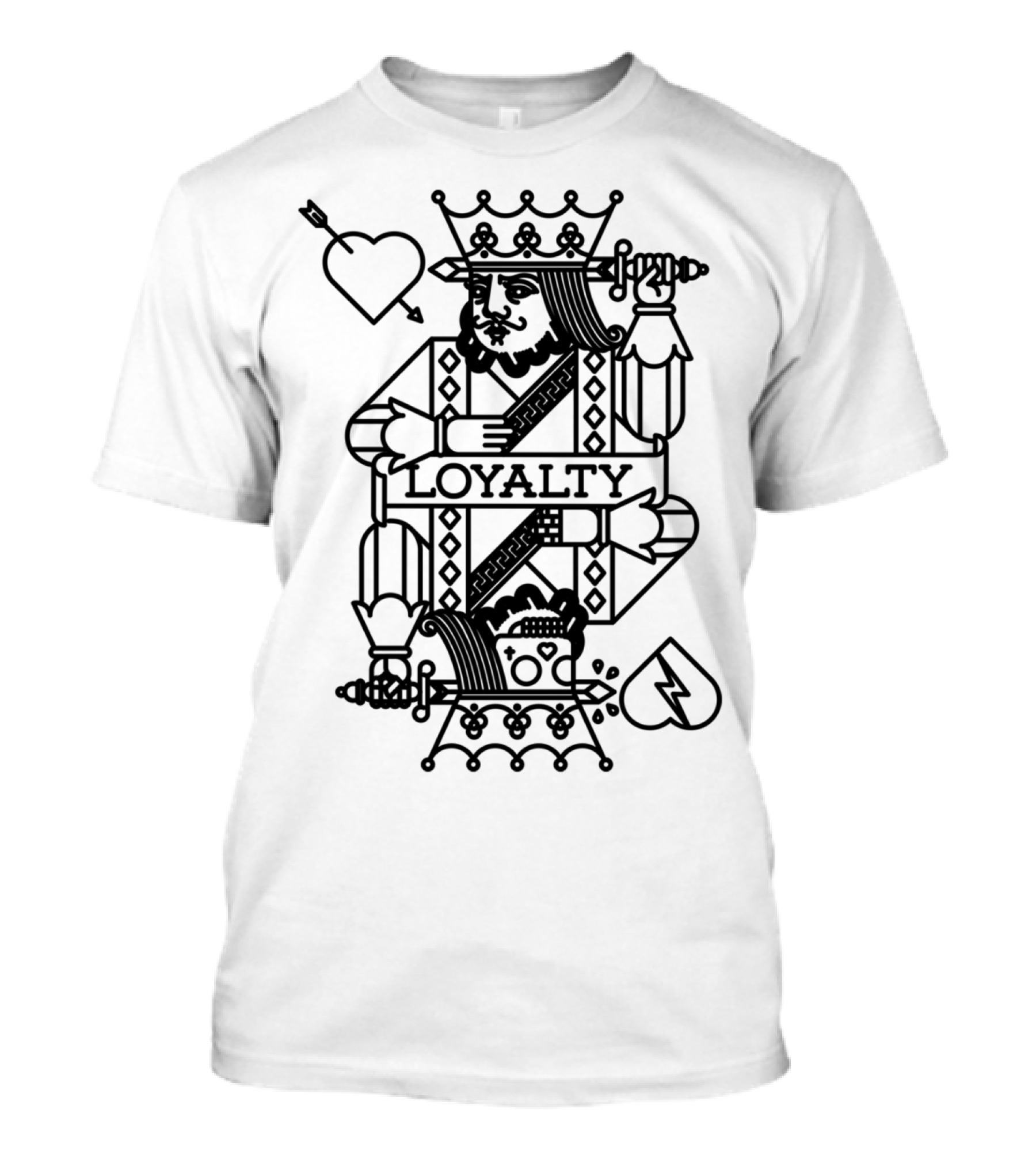 King Of Hearts Loyalty Card Icon With Heart And Lightning Symbols T-Shirt