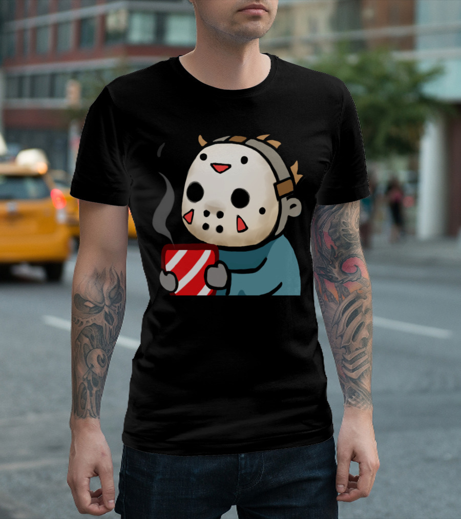 FhaeJuice Holiday Sticker Stick Coffee Mask Character T-Shirt