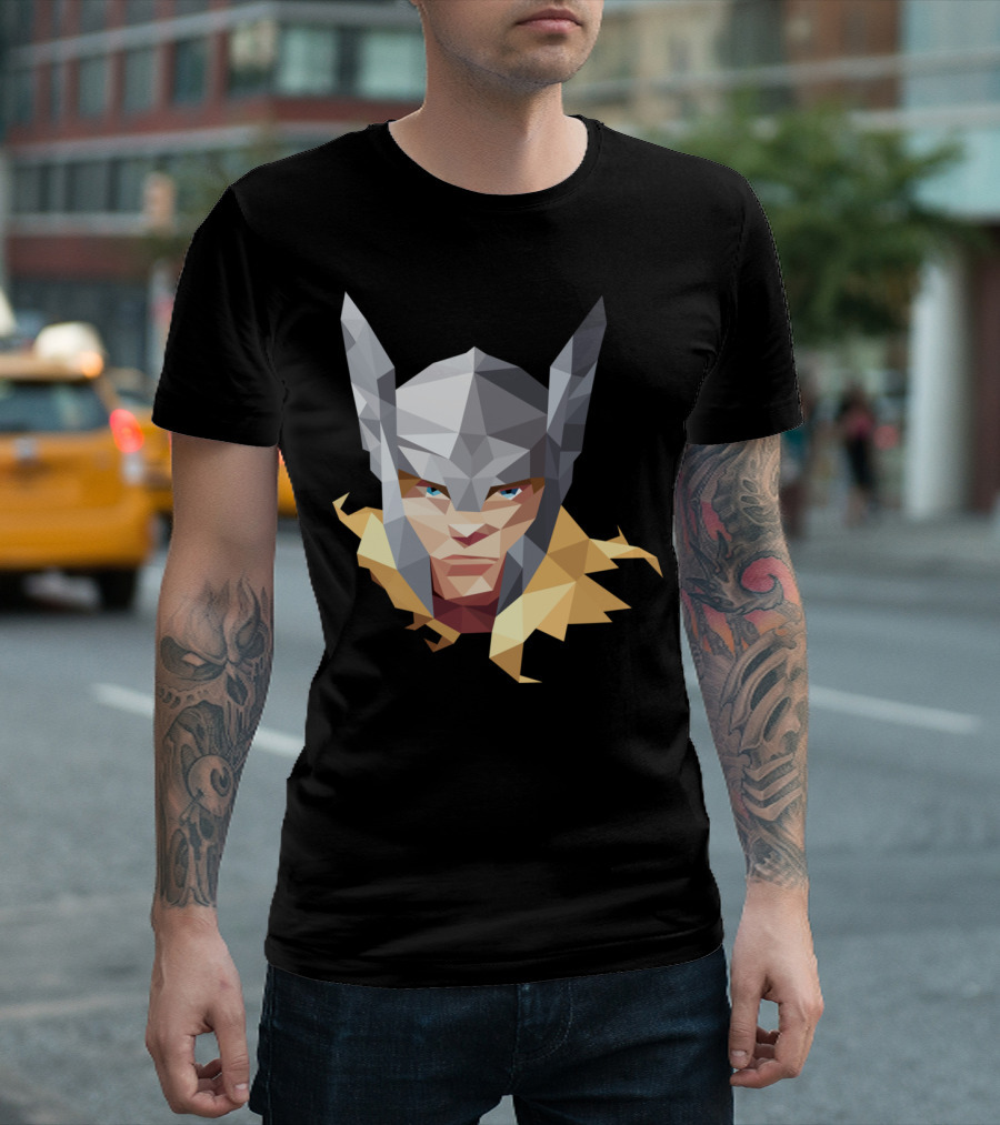 Low Poly Geometric Thor Helmet T-Shirt