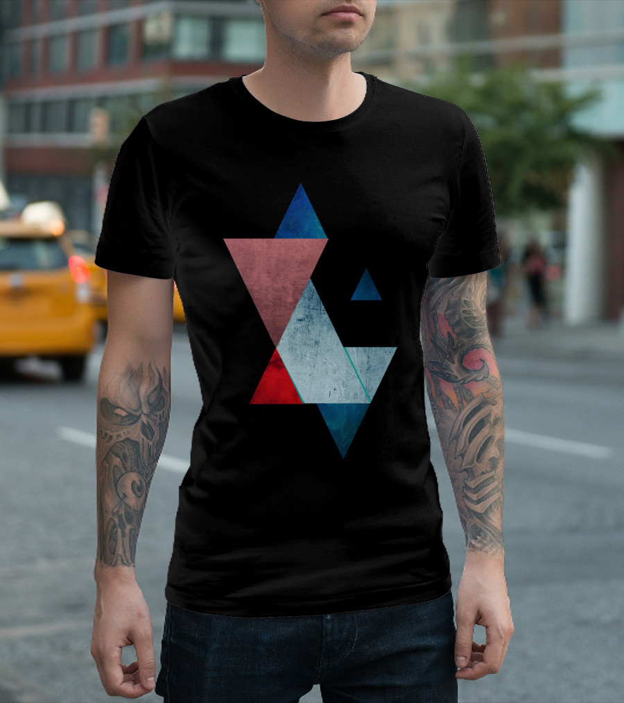 Geometric Triangle Ven Abstract Multi-Color Shape T-Shirt
