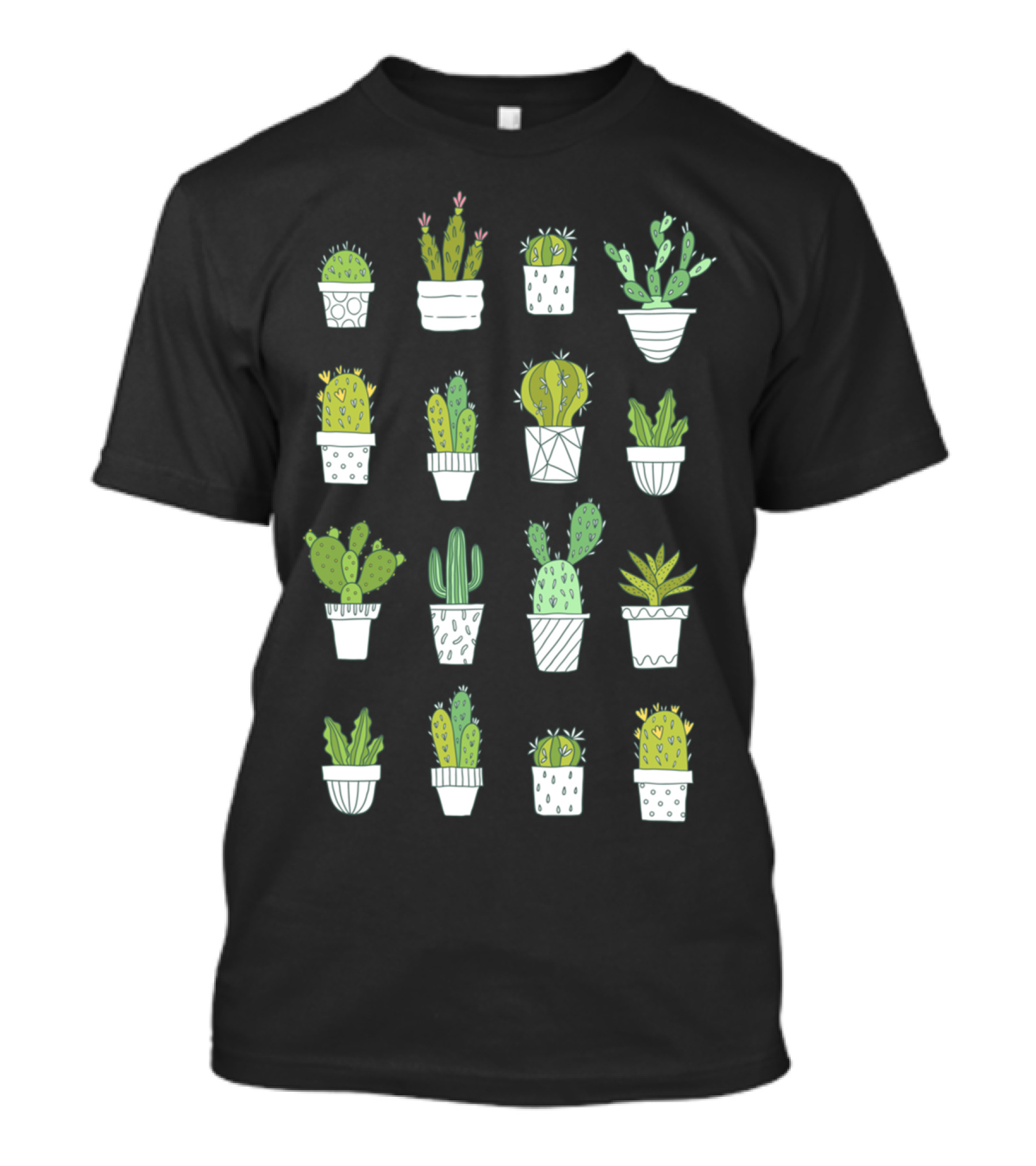 Cactus Pattern With Potted Plants T-Shirt