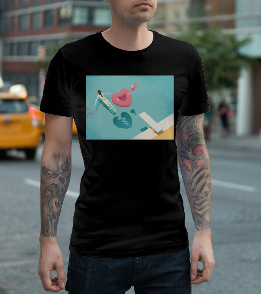 Breaking Heart Pool Float with Diver Shadow T-Shirt