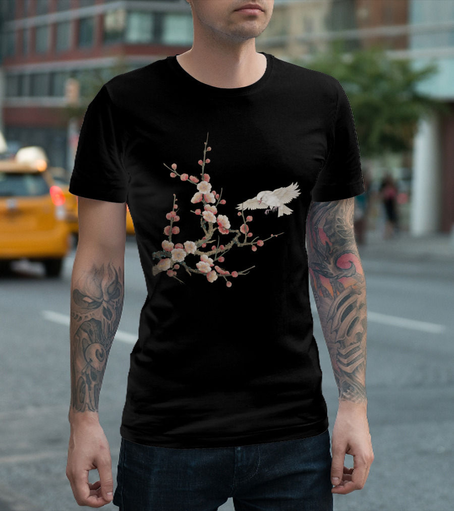 Peach Blossoms And Bird Branch Harmony T-Shirt