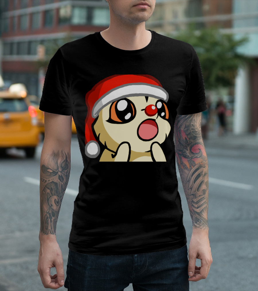 FhaeO Holiday Santa Hat Anime Animal Character T-Shirt