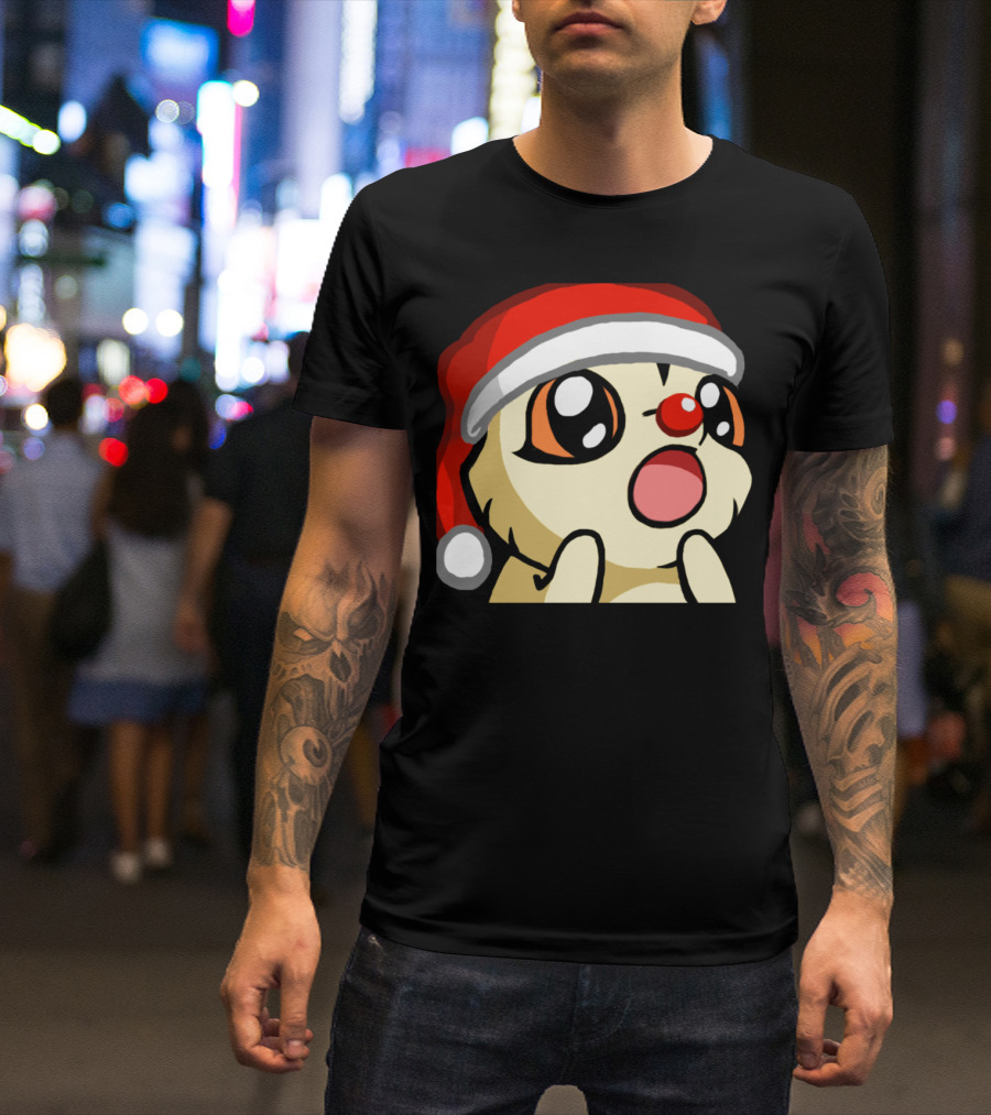 FhaeO Holiday Santa Hat Anime Animal Character T-Shirt