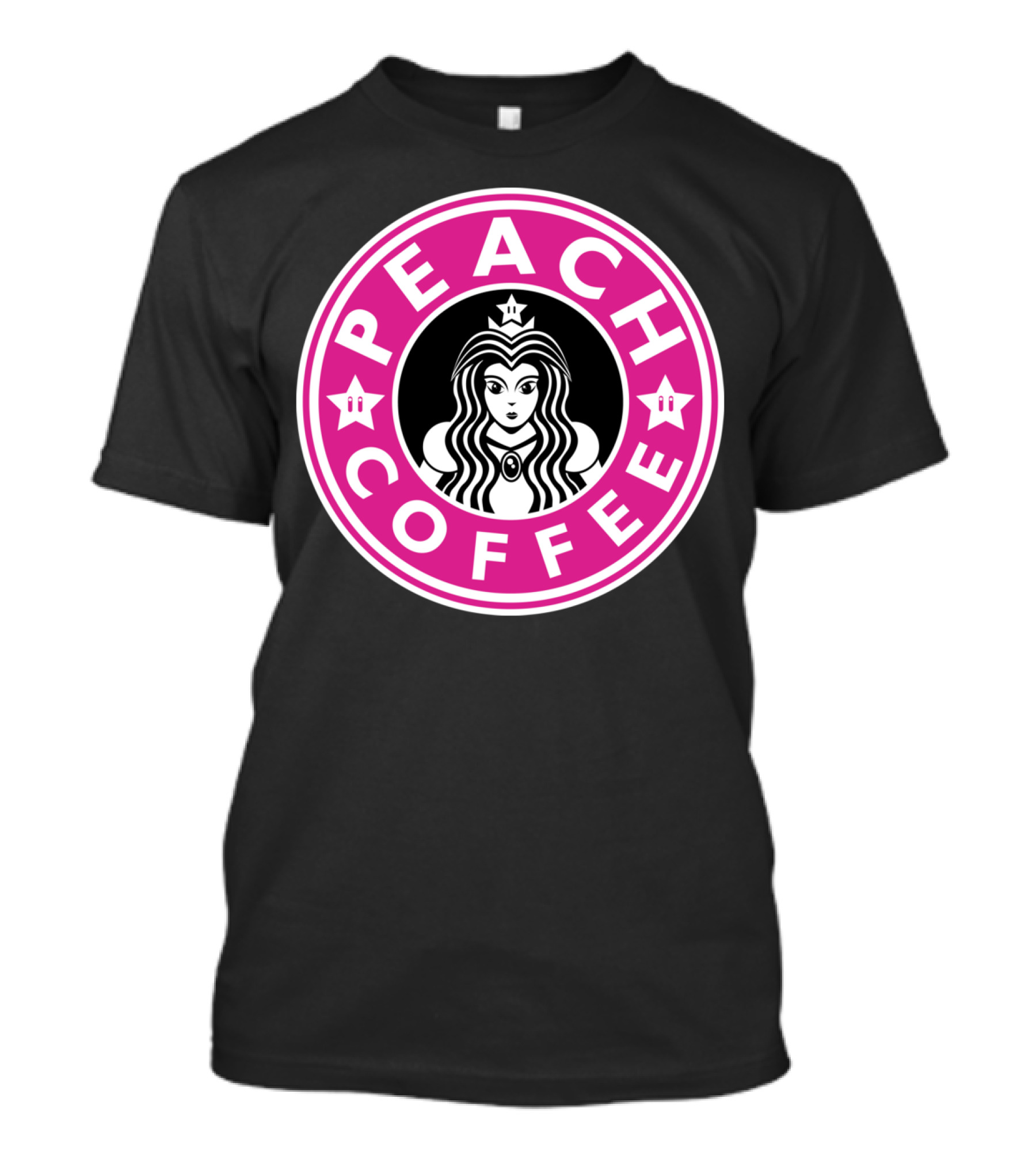 PEACH COFFEE PRINCESS STAR CROWN CIRCLE T-Shirt