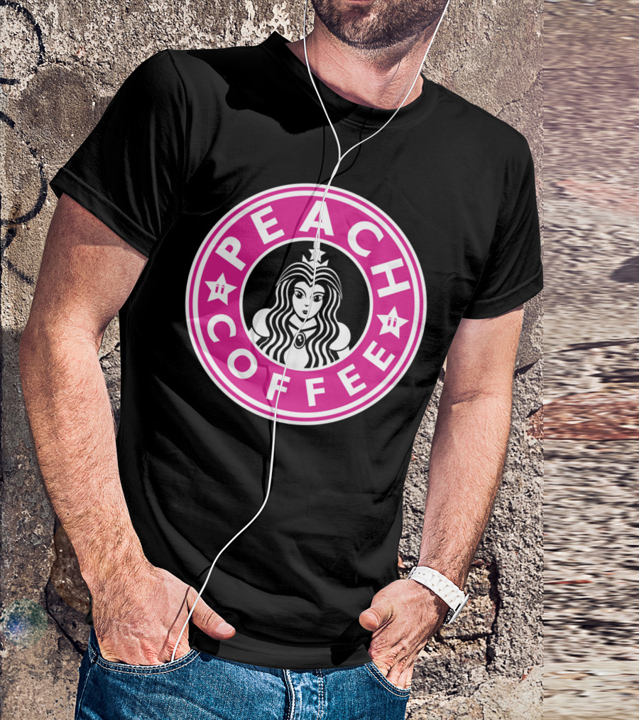 PEACH COFFEE PRINCESS STAR CROWN CIRCLE T-Shirt