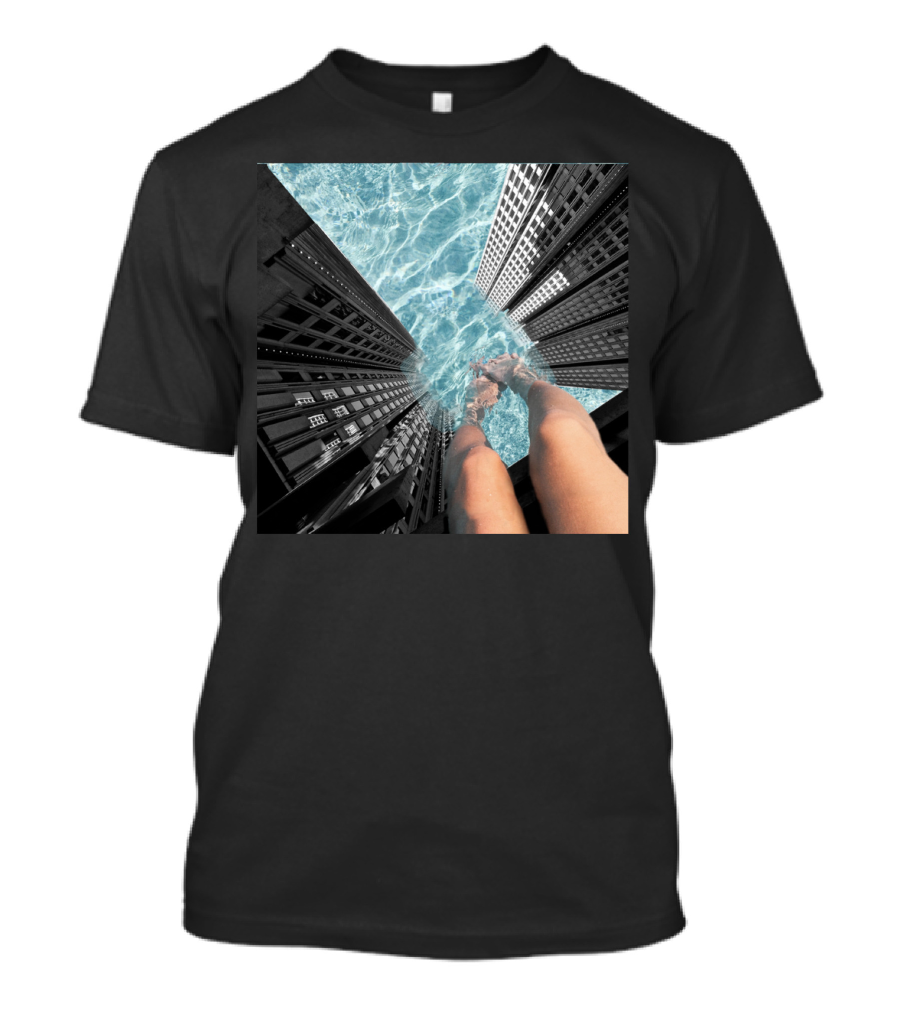 Public Pool Urban Skyscraper Reflection T-Shirt