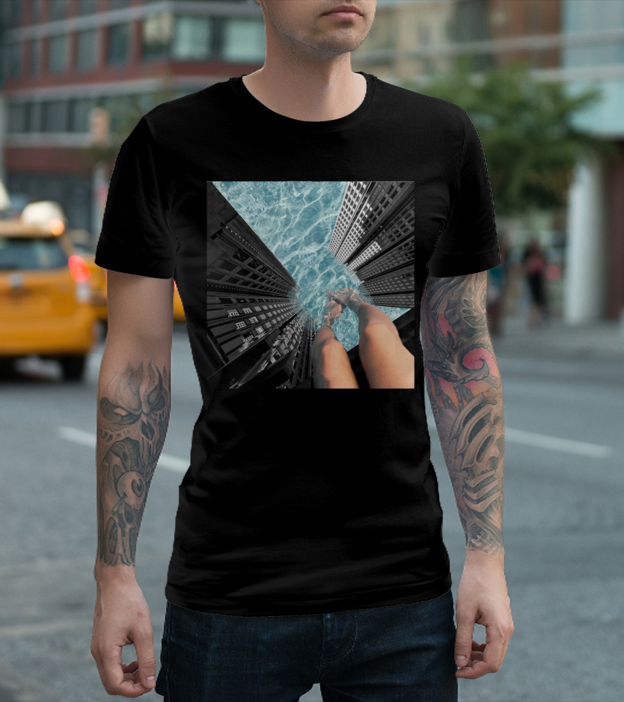 Public Pool Urban Skyscraper Reflection T-Shirt