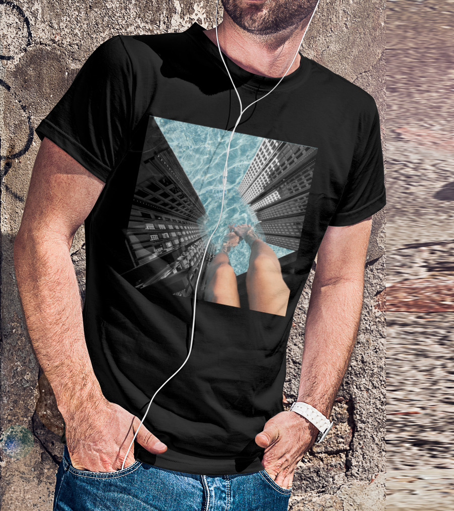 Public Pool Urban Skyscraper Reflection T-Shirt