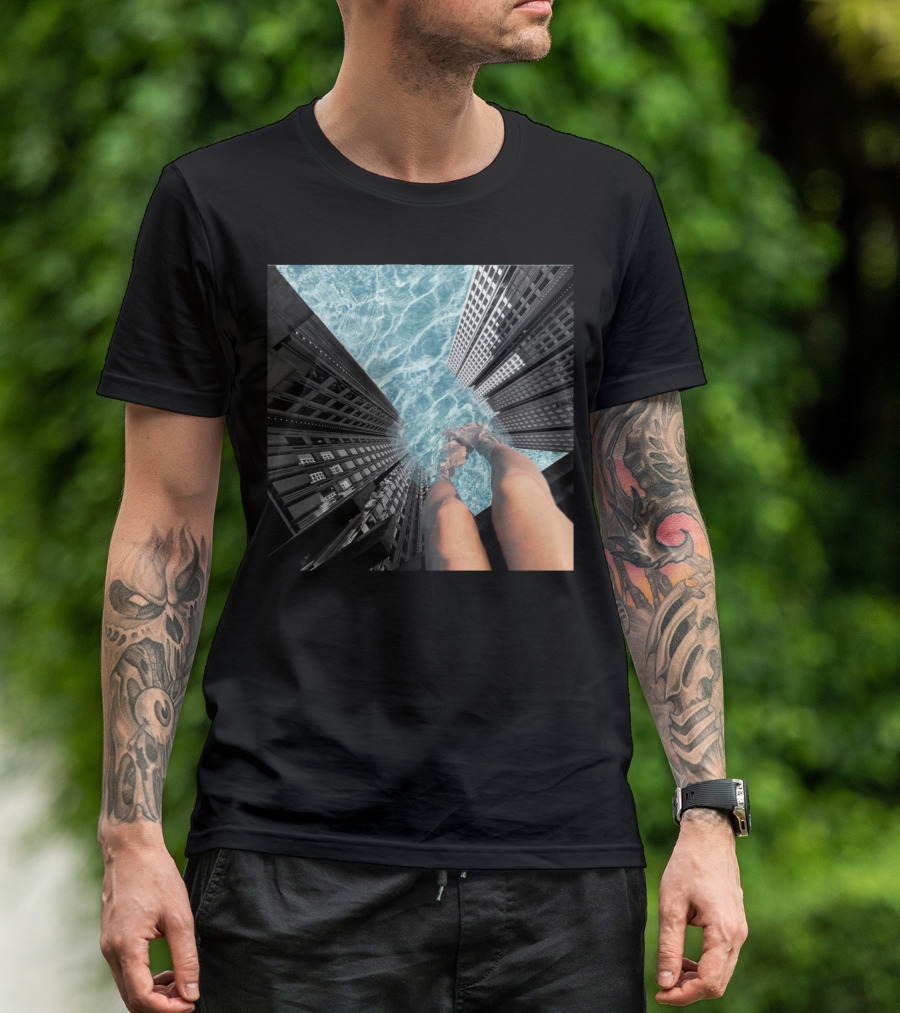 Public Pool Urban Skyscraper Reflection T-Shirt
