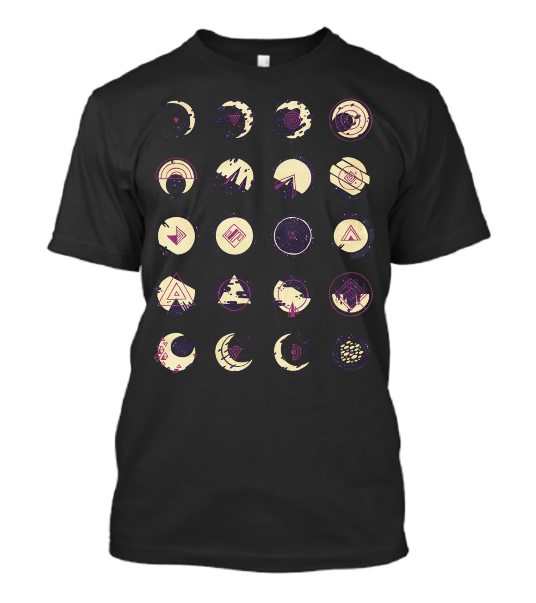 As Seen From My Window Geometric Abstract Moons And Circles T-Shirt