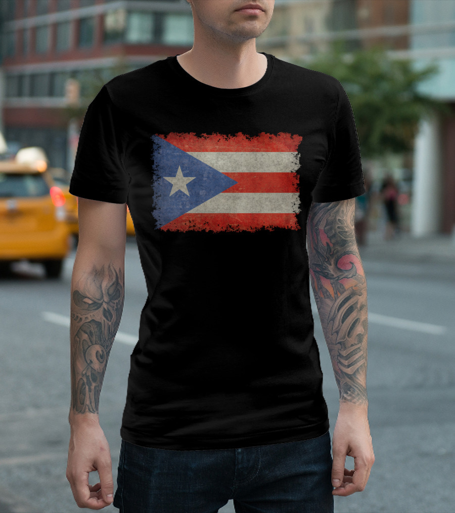 Puerto Rican Vintage Flag Distressed Look T-Shirt