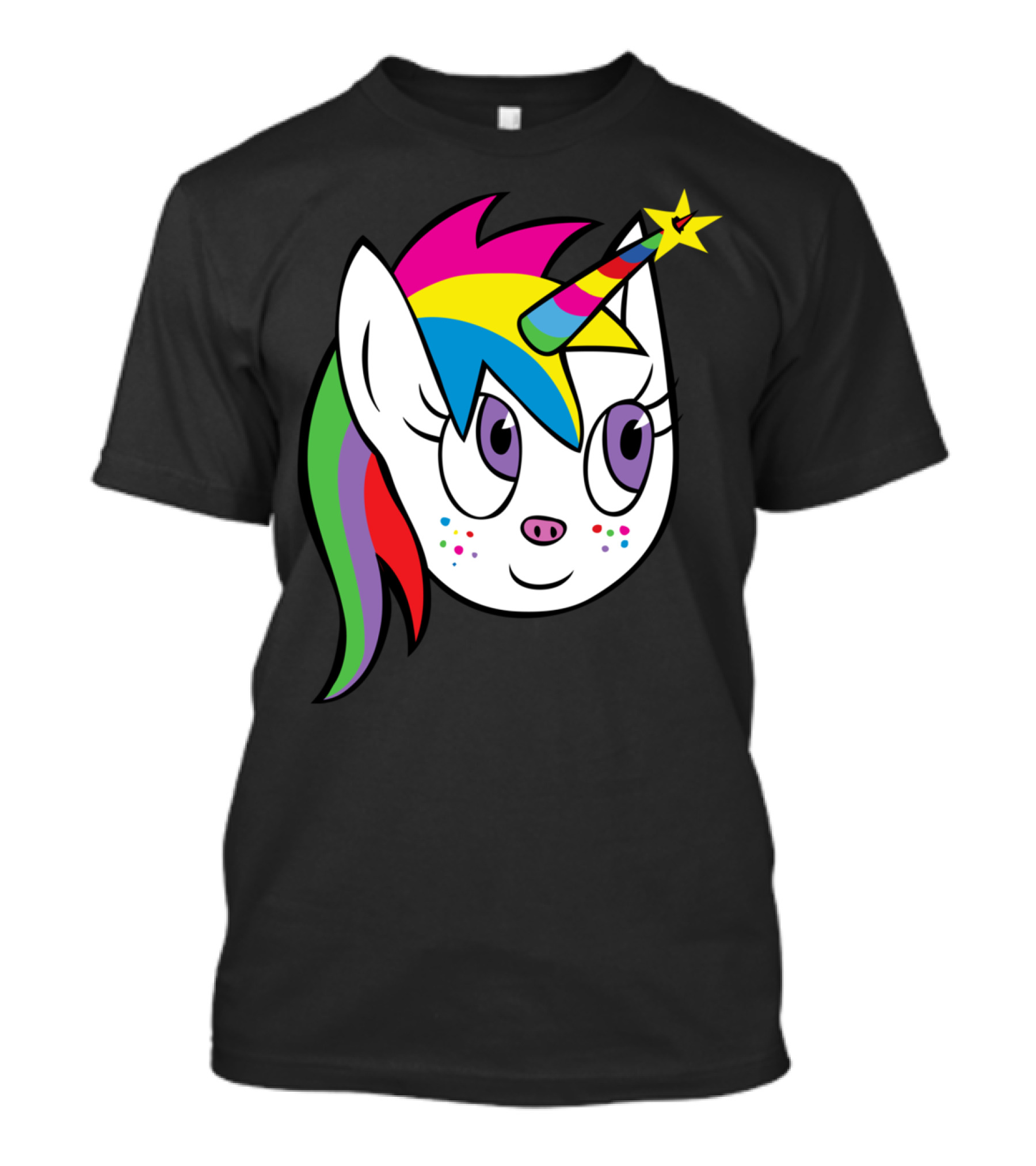 My Star Colorful Unicorn Head With Rainbow Horn And Mane T-Shirt