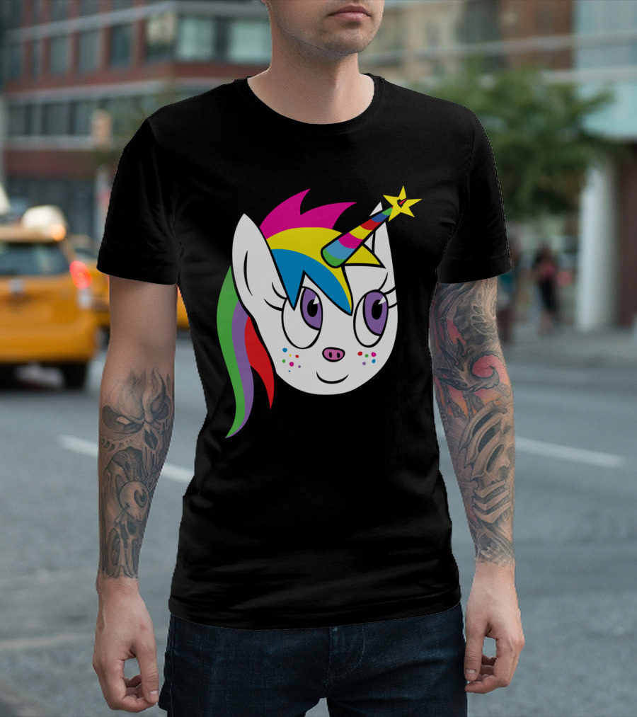 My Star Colorful Unicorn Head With Rainbow Horn And Mane T-Shirt