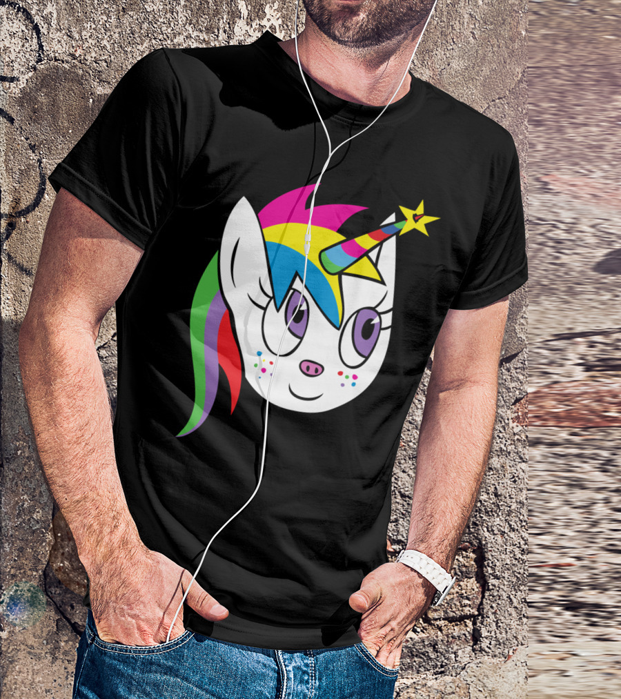 My Star Colorful Unicorn Head With Rainbow Horn And Mane T-Shirt