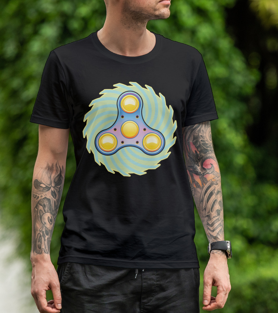 Fidget Hand Spinner Neon Spiral Burst T-Shirt