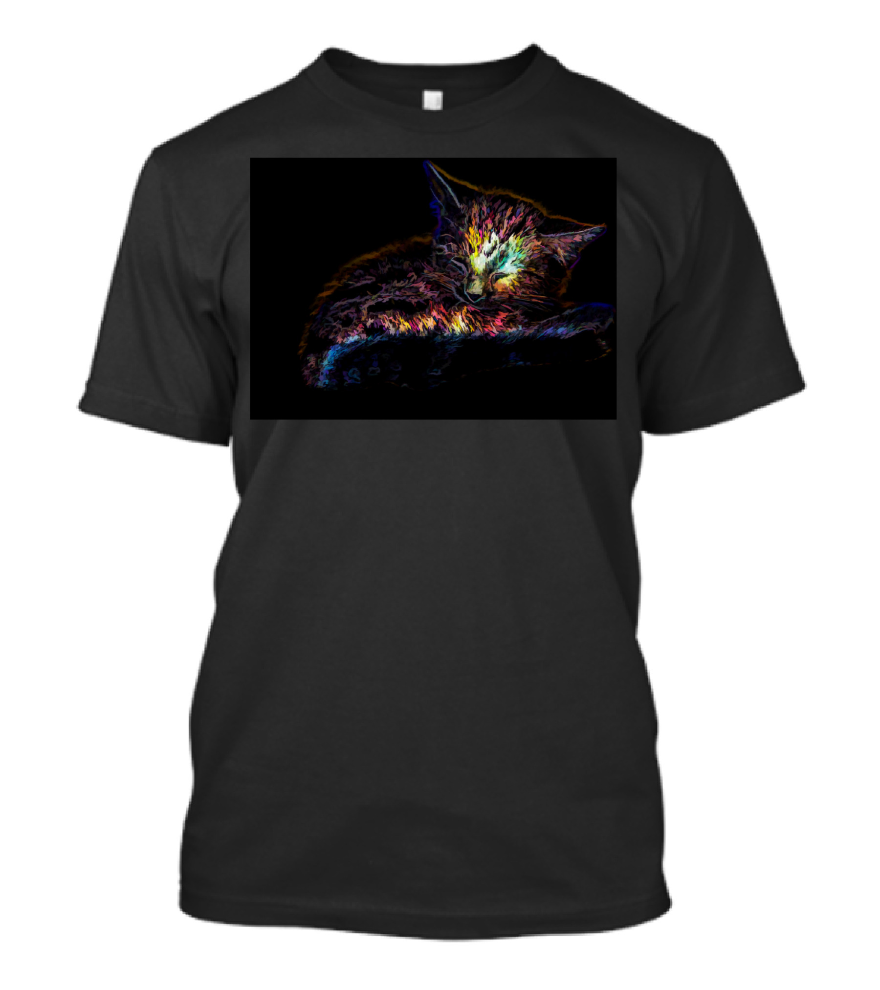 Sleepy Kitty Glowing Cat Neon Dreams T-Shirt