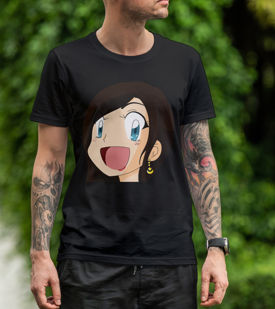 PeachyChan Emote Anime Character Expression With Happy Face And Moon Earring T-Shirt