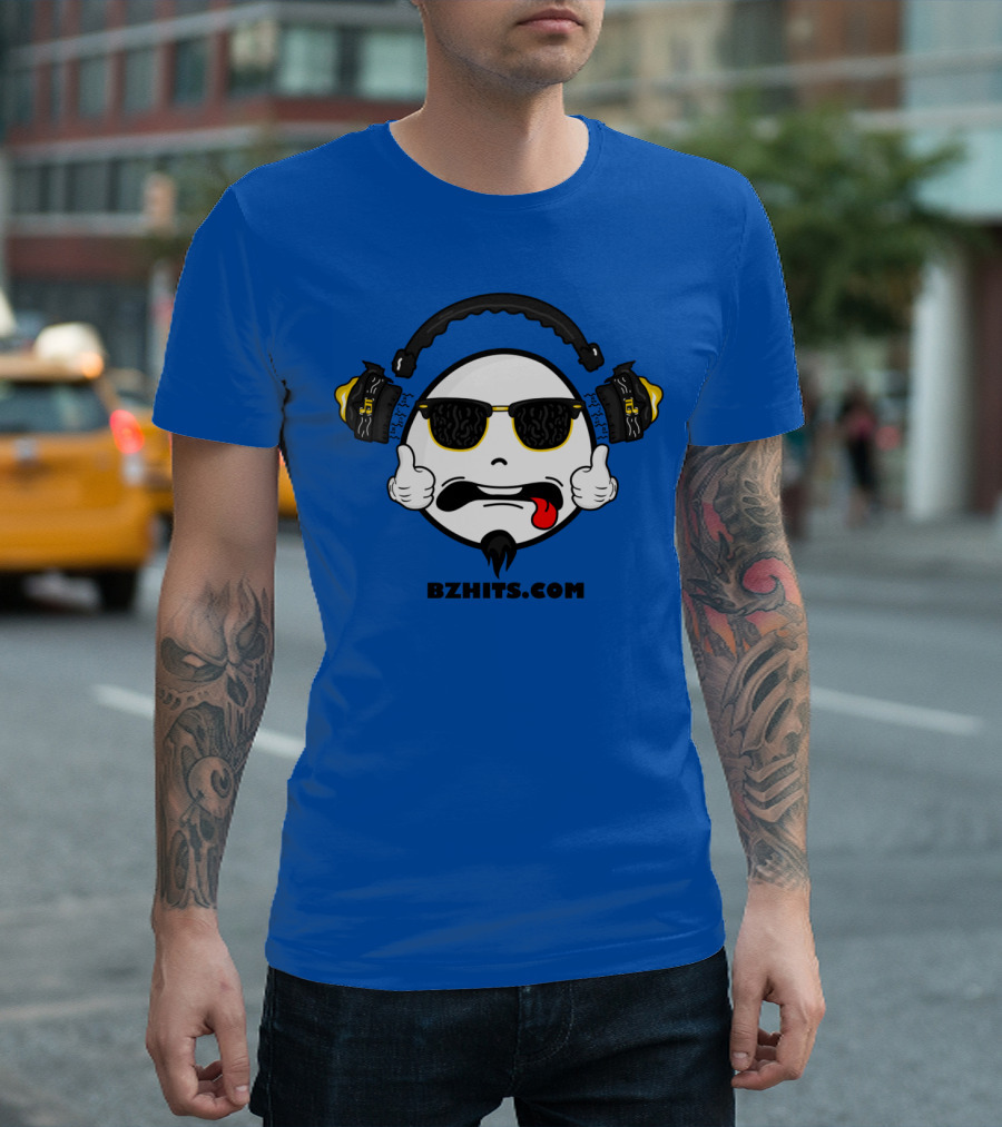 BZHits.com Belize Music Sunglasses Headphones Emoji T-Shirt