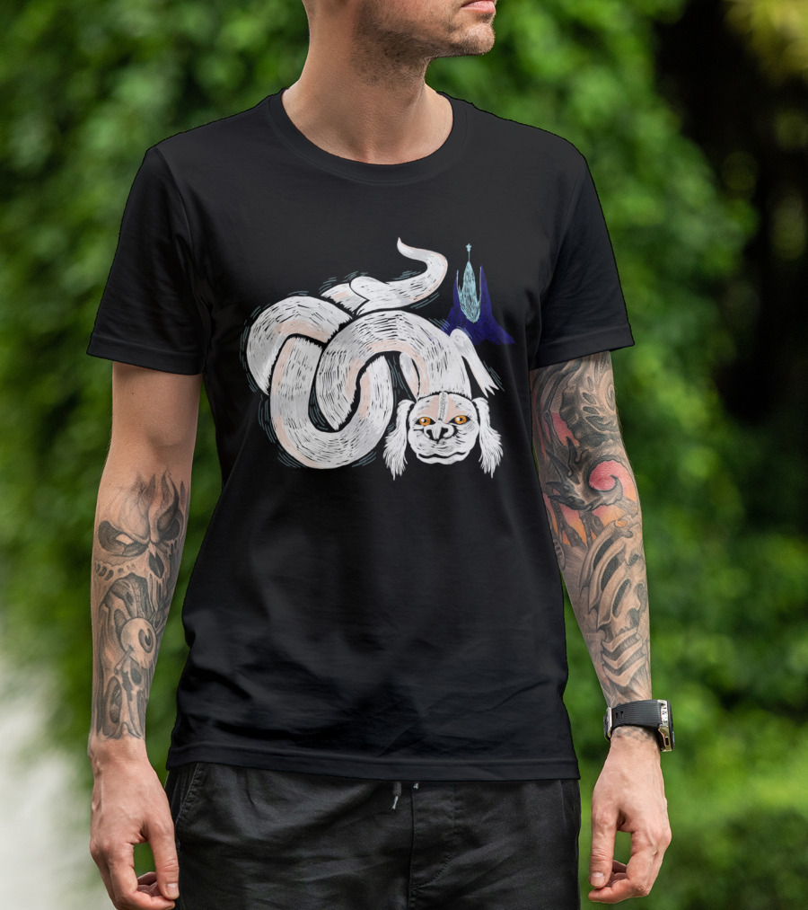 Luck Of The Dragon White Creature And Fantasy Mountain Scene T-Shirt