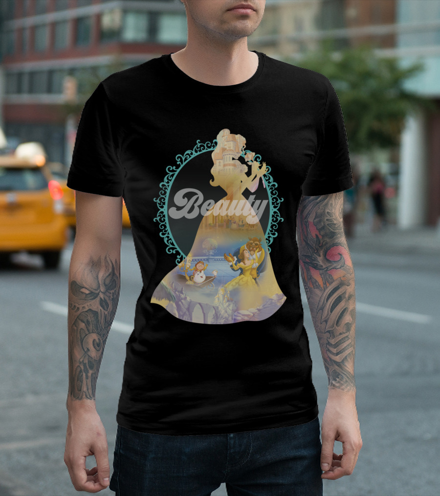 Beauty and the Beast Silhouette Castle Scene T-Shirt