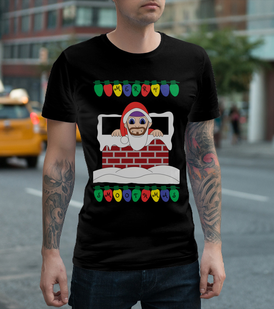 Merry Smoothmas Santa in Chimney by Smoo T-Shirt